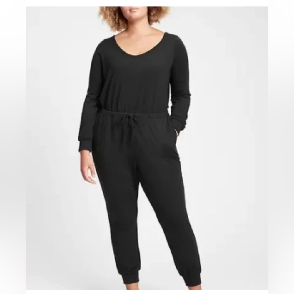 GAP Long Sleeve True Black Jogger Jumpsuit